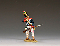 Santa Anna's Soldier biting open a fresh cartridge