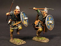 2 Viking Warriors Charging with Spear