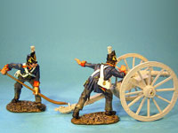 British Foot Artillery, 2 crew aiming