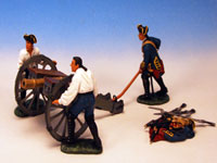 6 lb Cannon, with 3 crew moving cannon