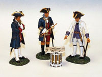 General Montcalm mit 2 Offizieren und Landkarte auf Trommel