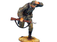 Infantry Running with rifle holding on helmet