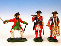 Offizier und Soldat mit Regimentsfahne