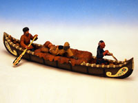 Trapper und Indianer mit Kanu