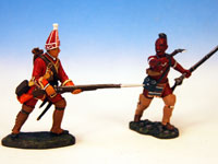 Grenadier und Indianer im Zweikampf