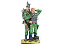 British 95th Rifles Corporal Helping Wounded Officer Vignette